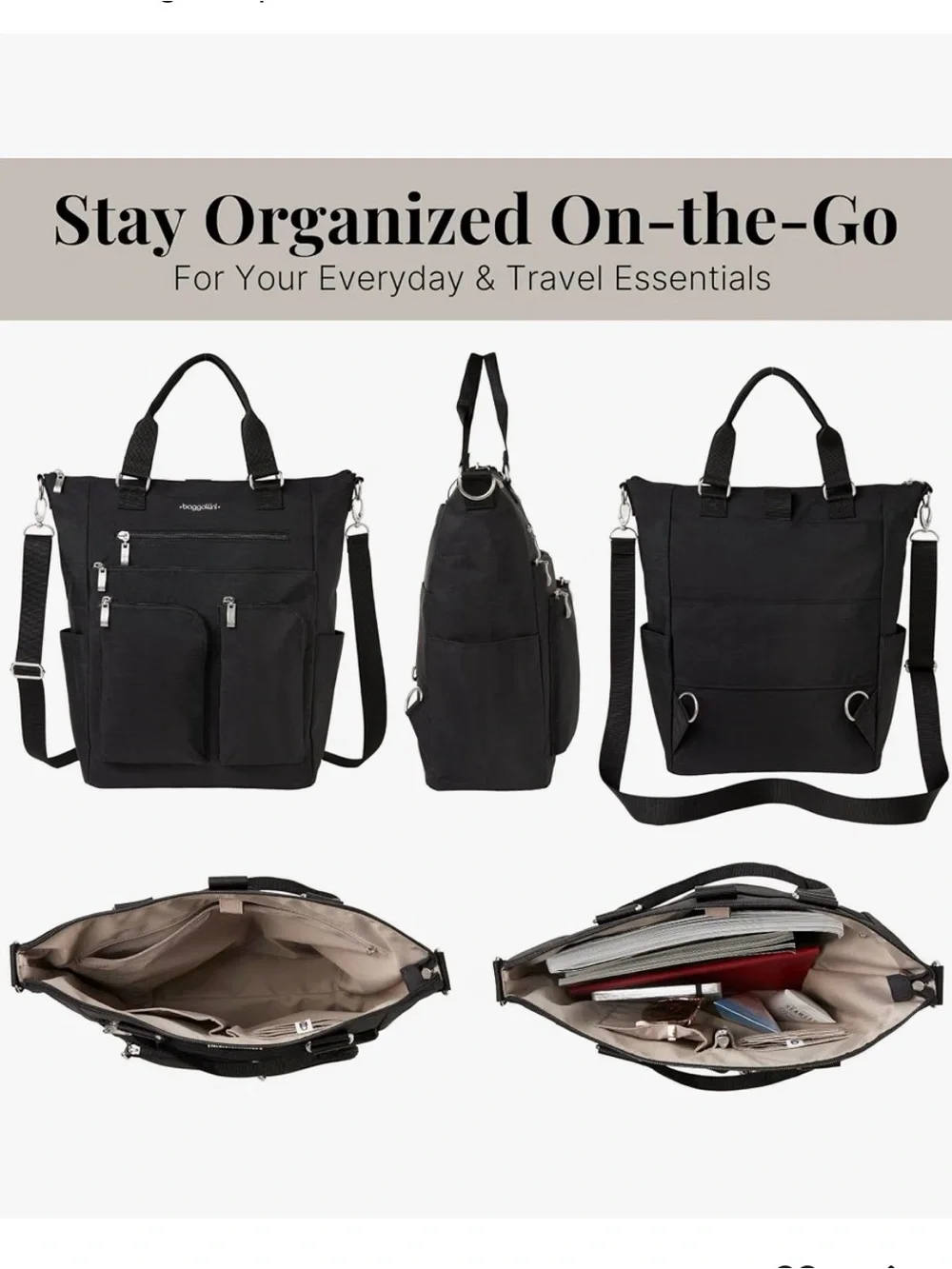 Baggallini Black Convertible Bag